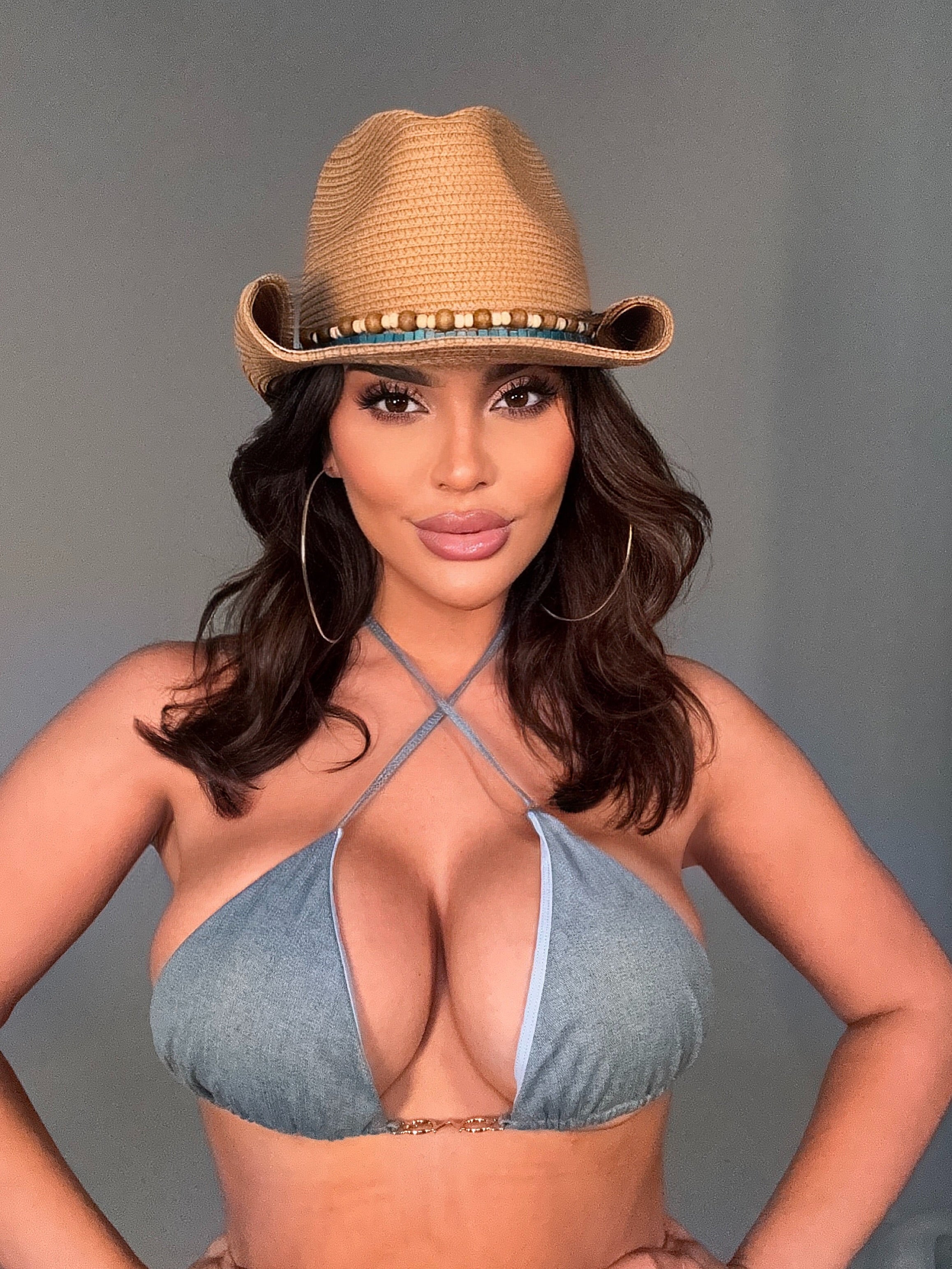 Blue Gem Cow Girl Hat (Dark Tan)