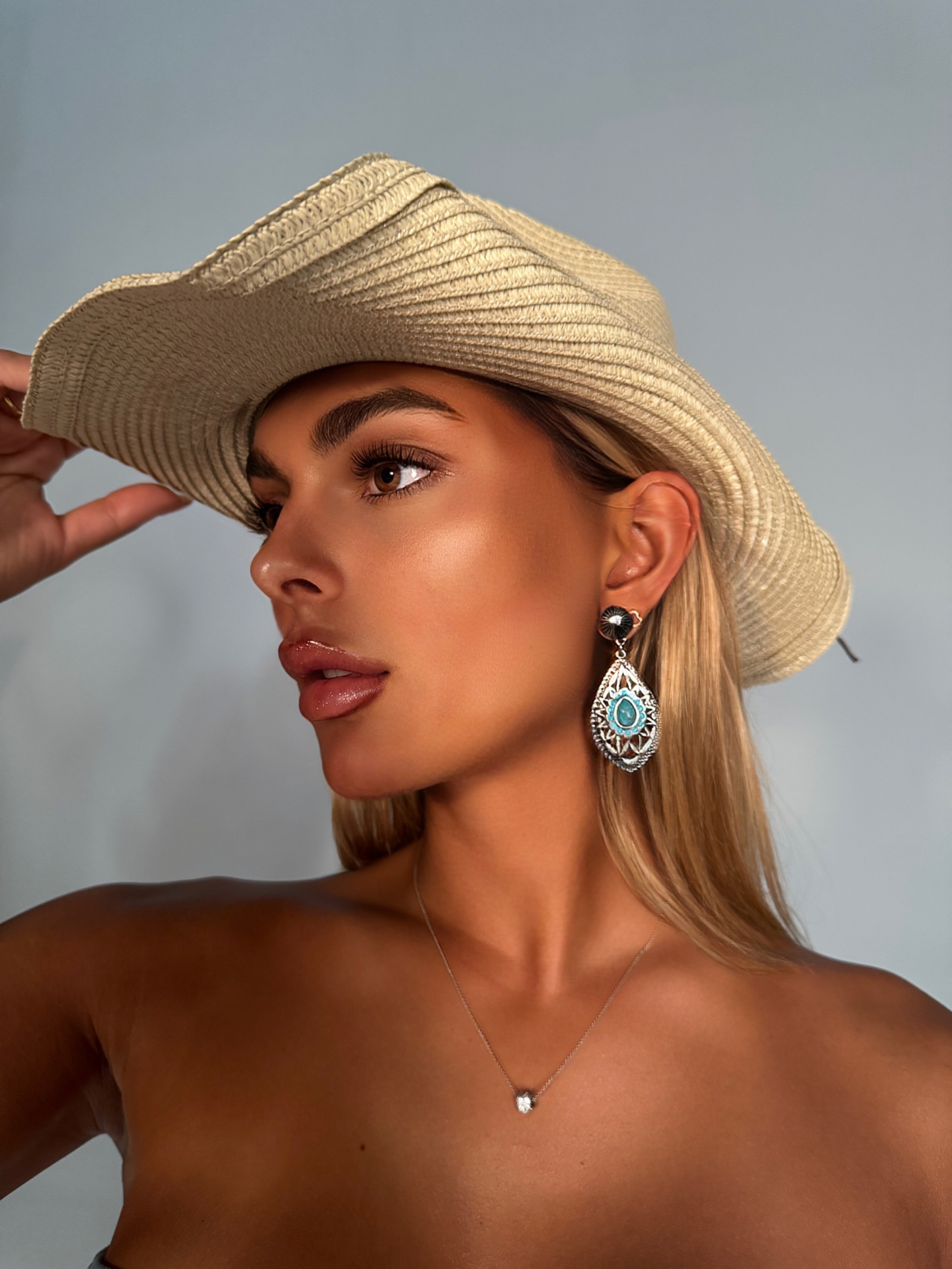 Blue Stone Diamond Silver Earrings