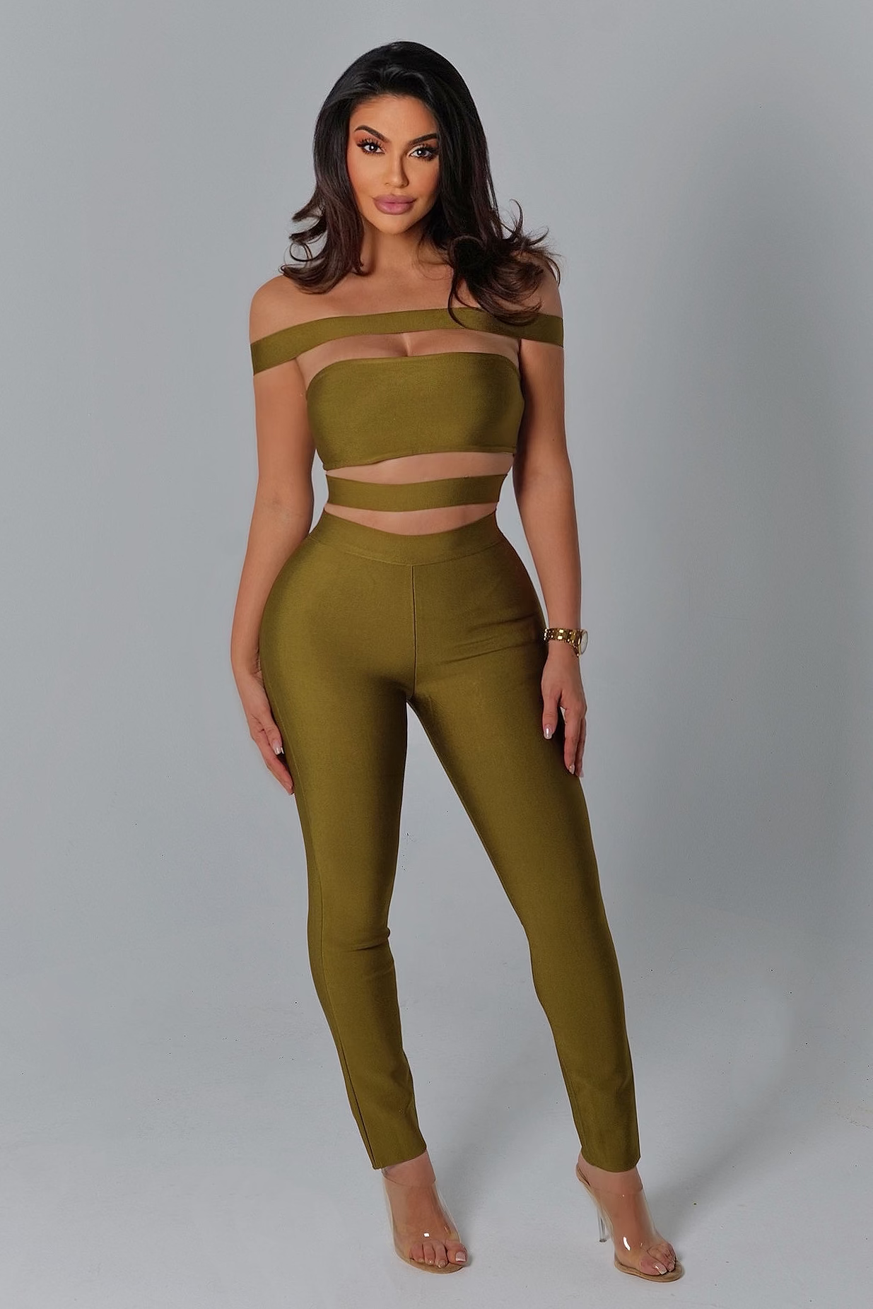 Olive Aura Bandage Jumpsuit