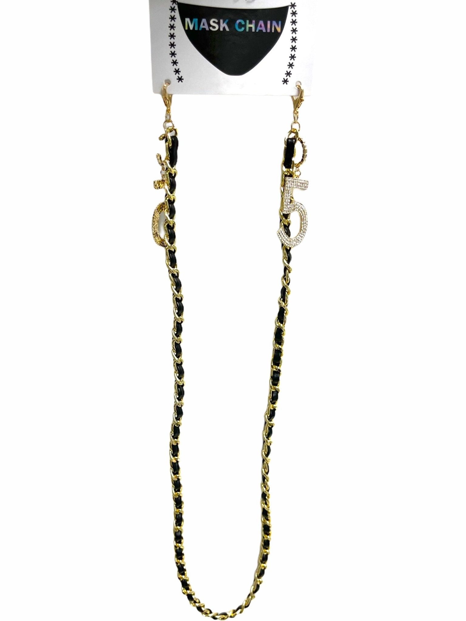 Black Rope Face Mask Chain (Gold) - OMG Swim