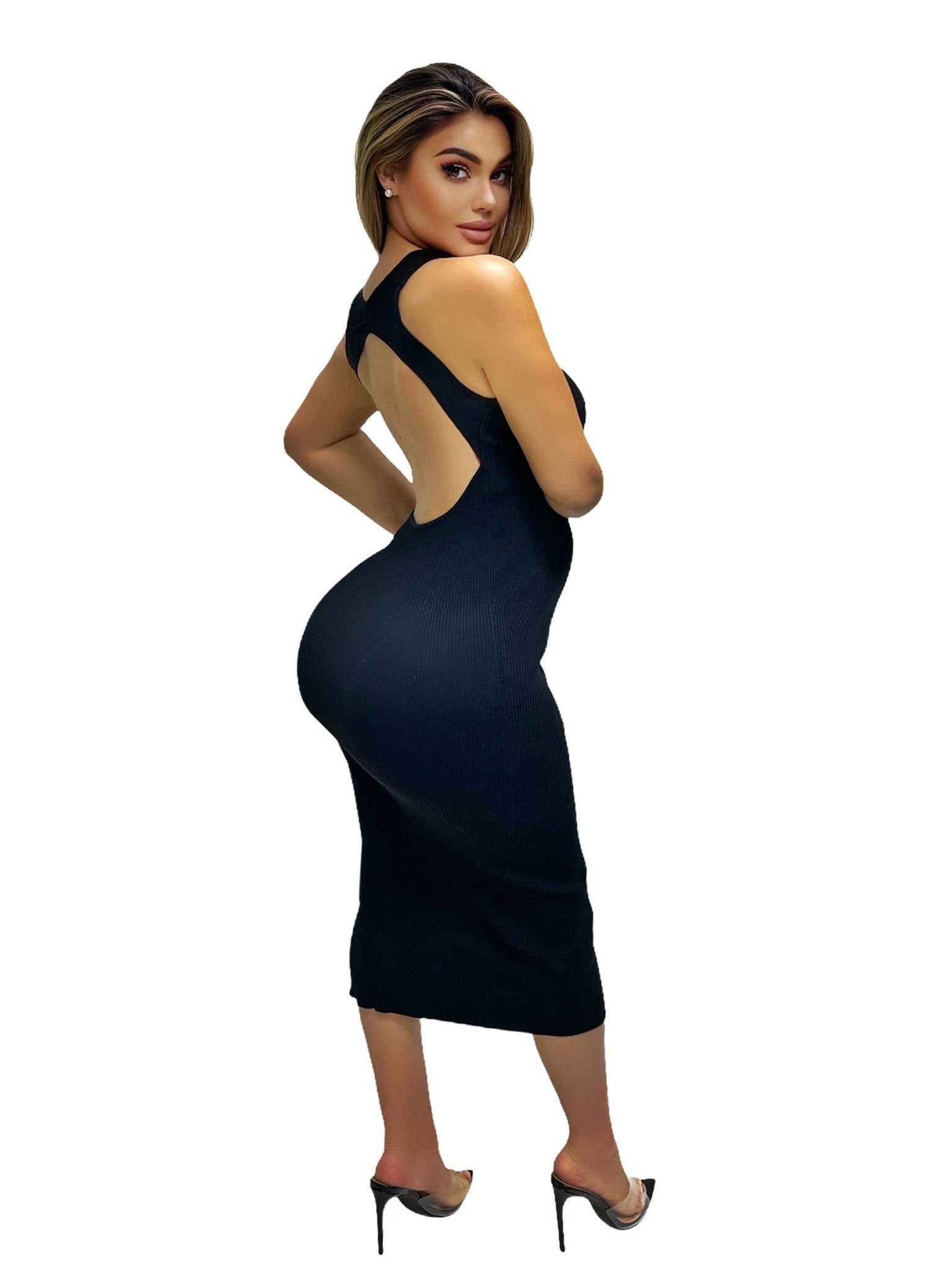 Boss babe Skin Tight Long dress (Black) - OMG Swim