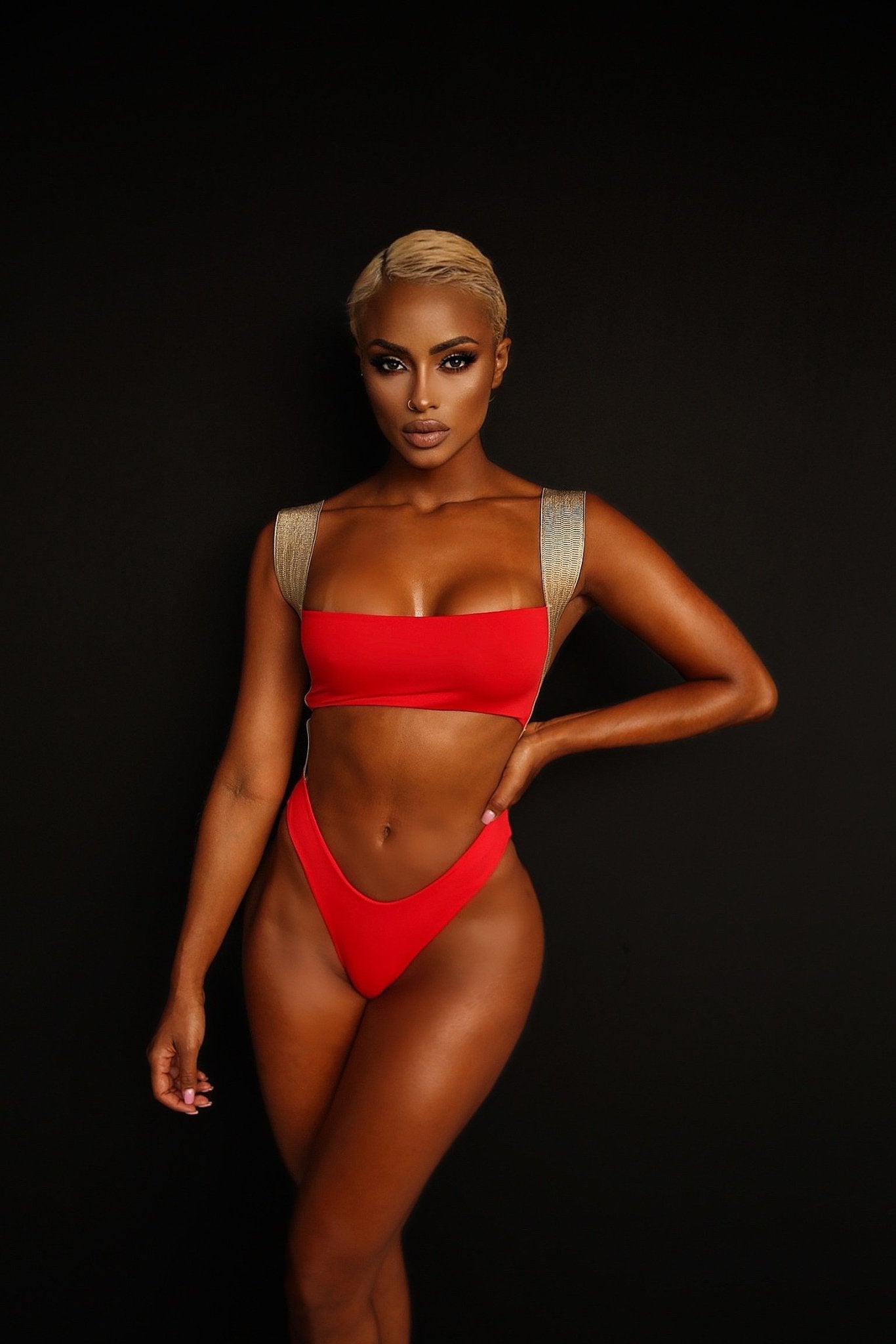 Brick Of Gold Monokini (Red ) - OMG Swim