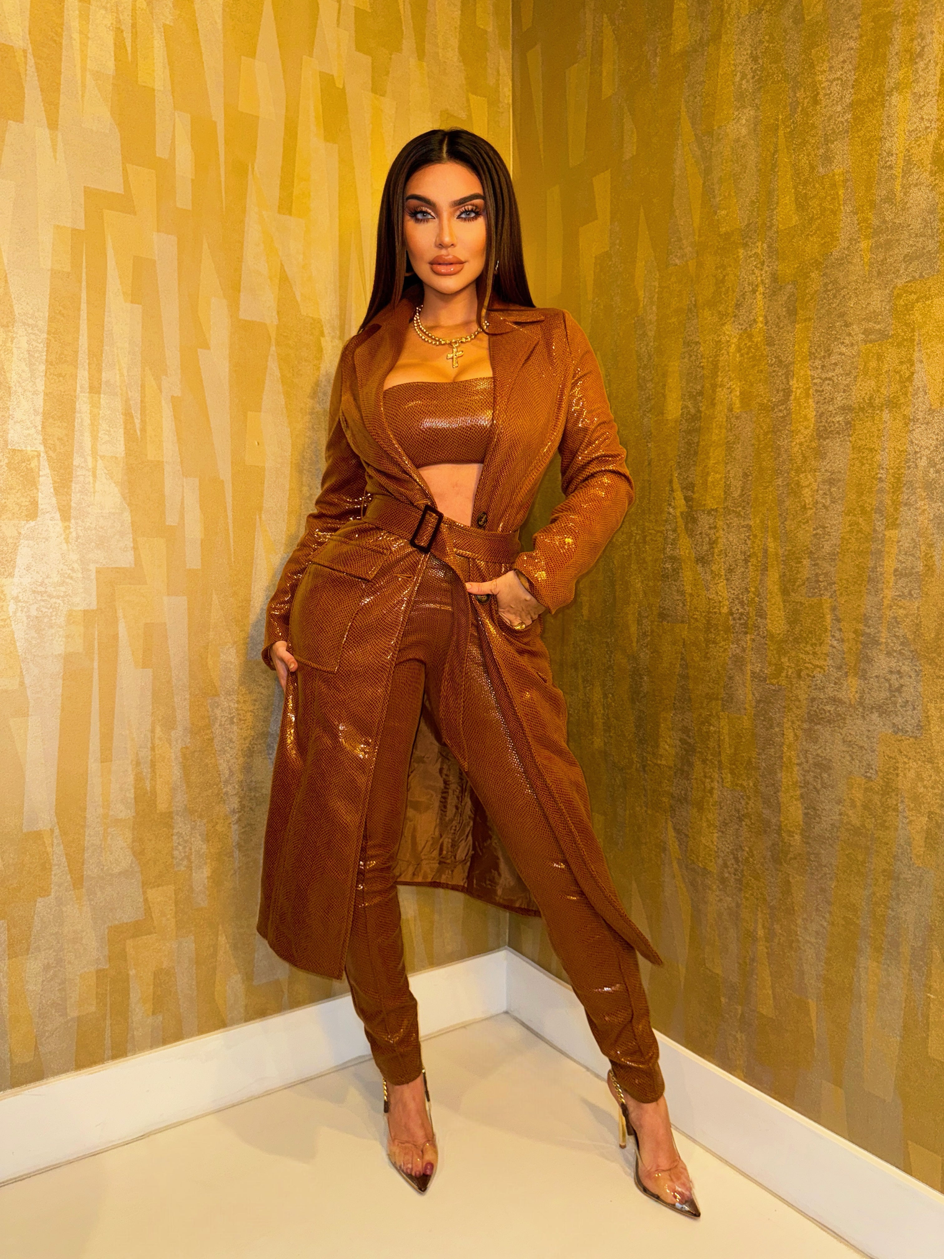 Fashion Slayer 3pc Set (Brown) - OMG Swim