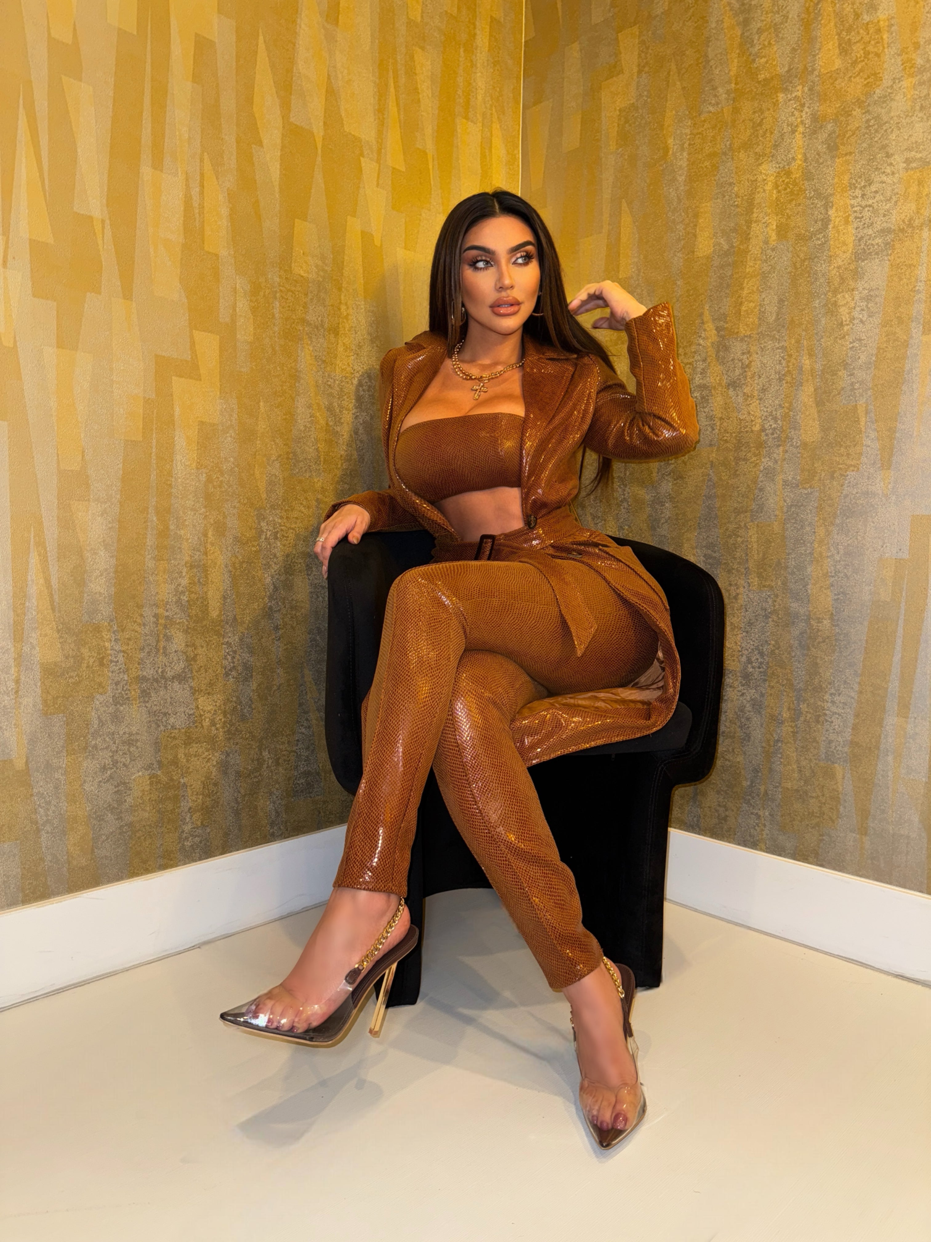 Fashion Slayer 3pc Set (Brown) - OMG Swim