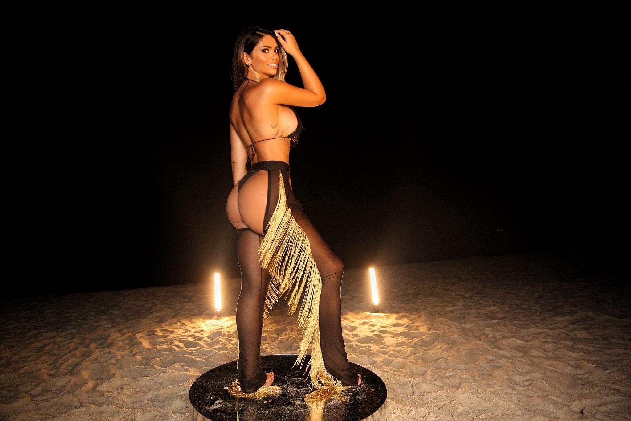 Gold Shaker Fringe Pant Cover Up - OMG Swim