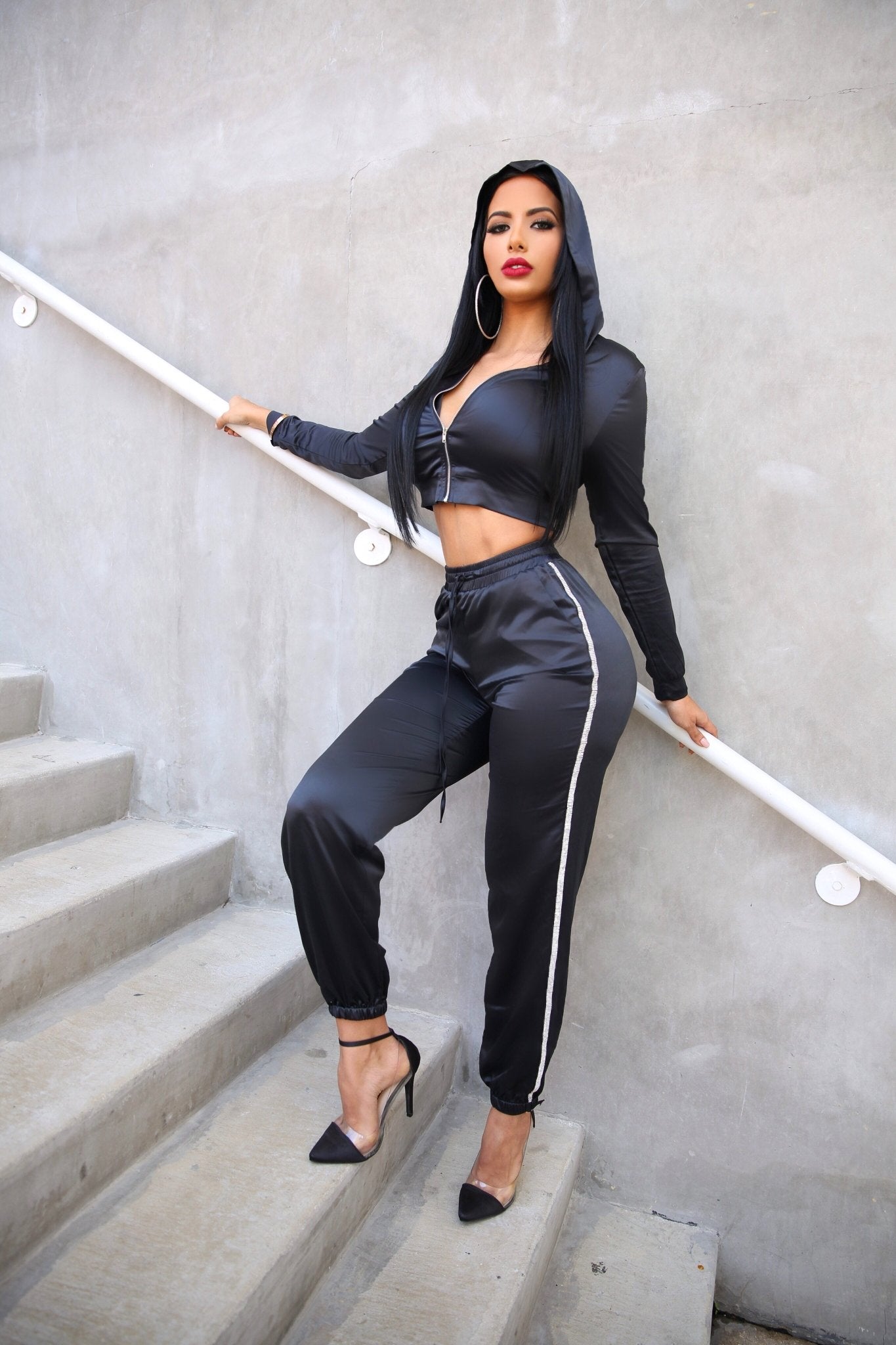 Love Don’t Cost A Thing Track Suit (Black) - OMG Swim