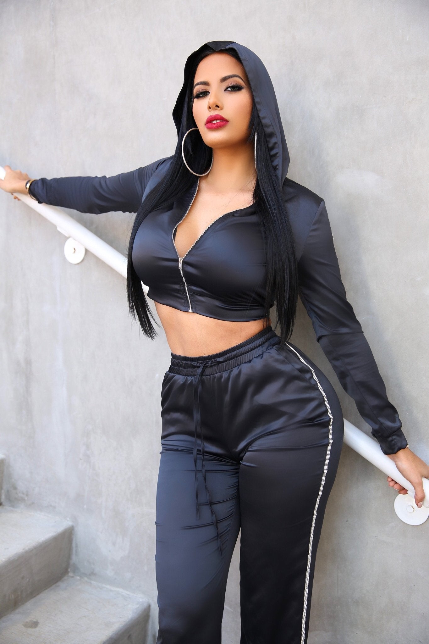 Love Don’t Cost A Thing Track Suit (Black) - OMG Swim