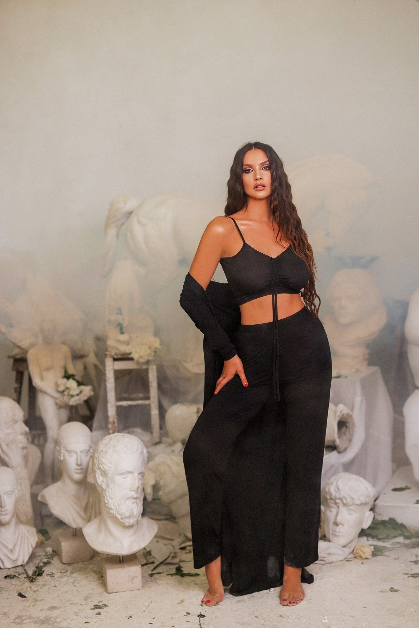 Scrunch It Up 2 Pc Sleepwear (Black) - OMG Swim