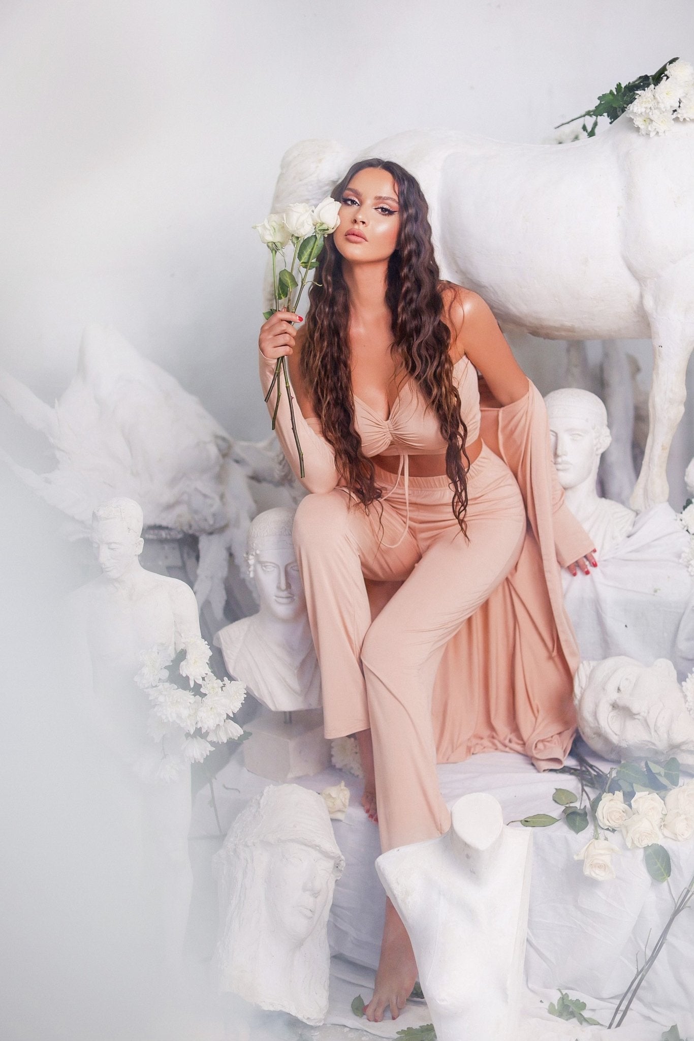 Scrunch It Up 2 Pc Sleepwear (Peach) - OMG Swim