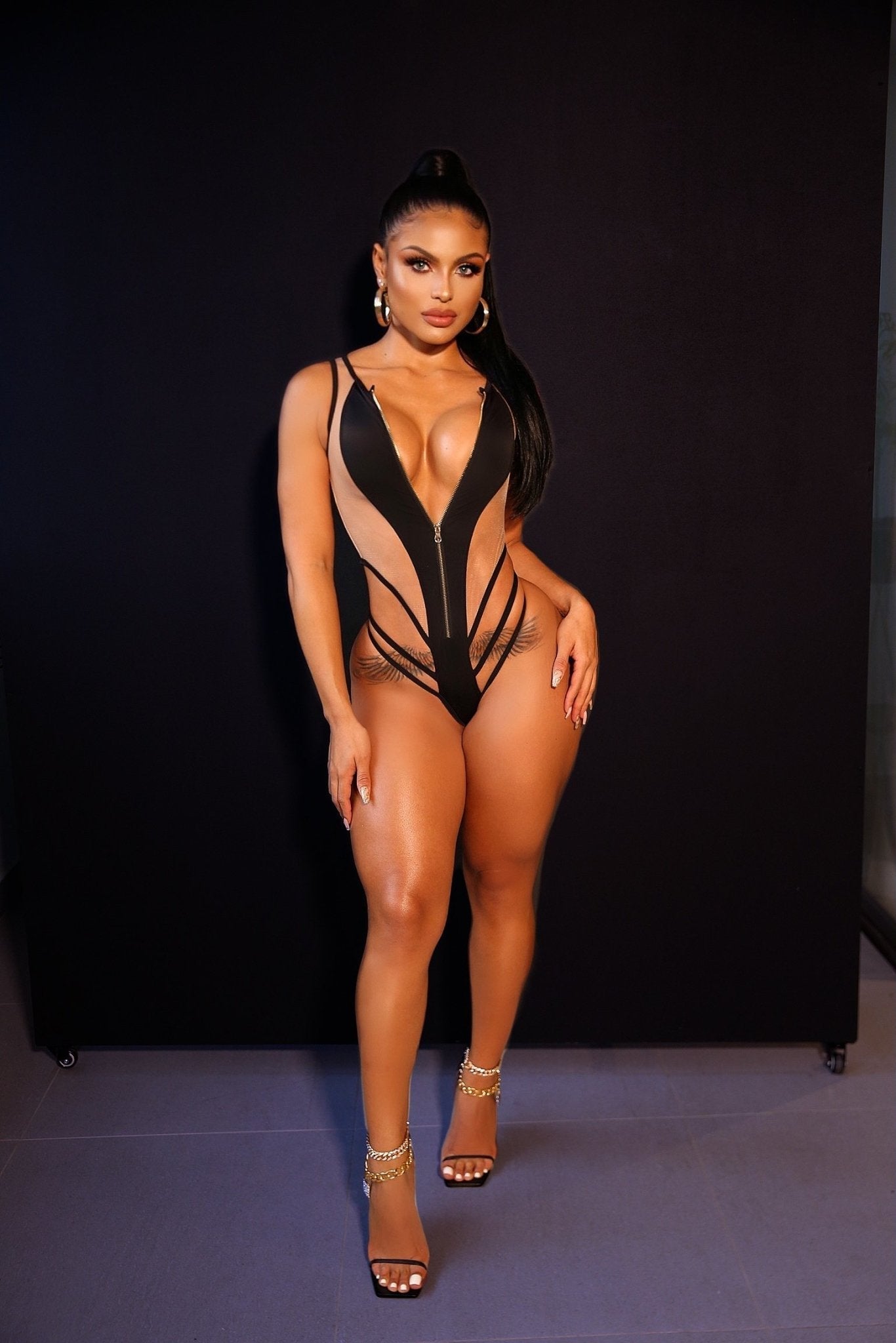 Stay in line skin Monokini (black) - OMG Swim