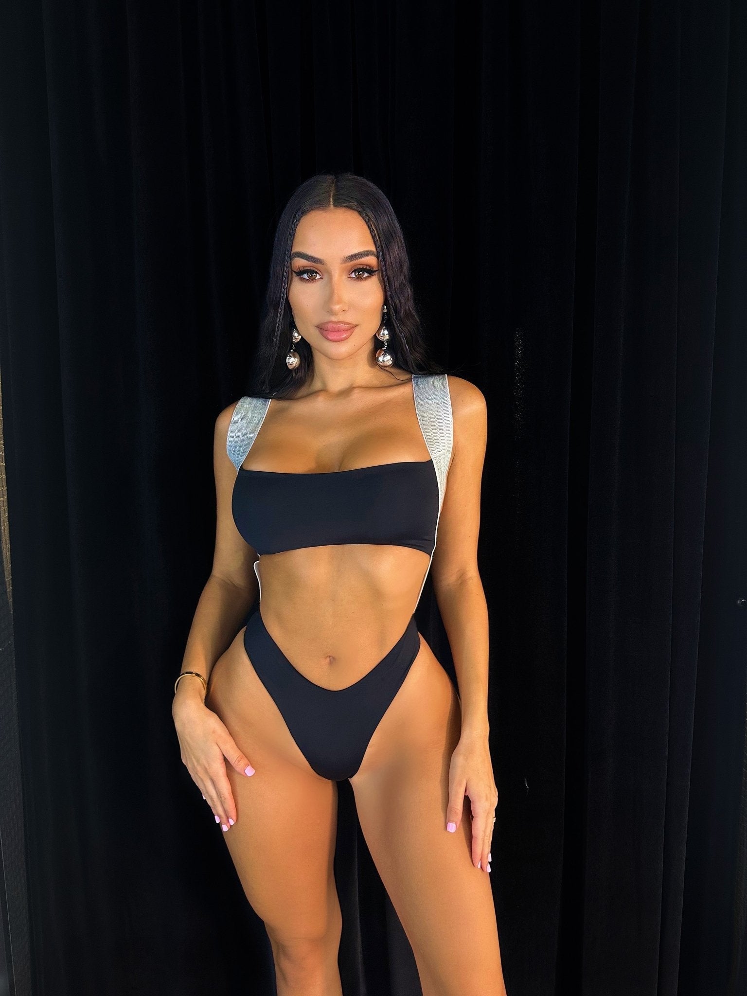 THE REMIX Brick Of Gold Monokini (Black) - OMG Swim