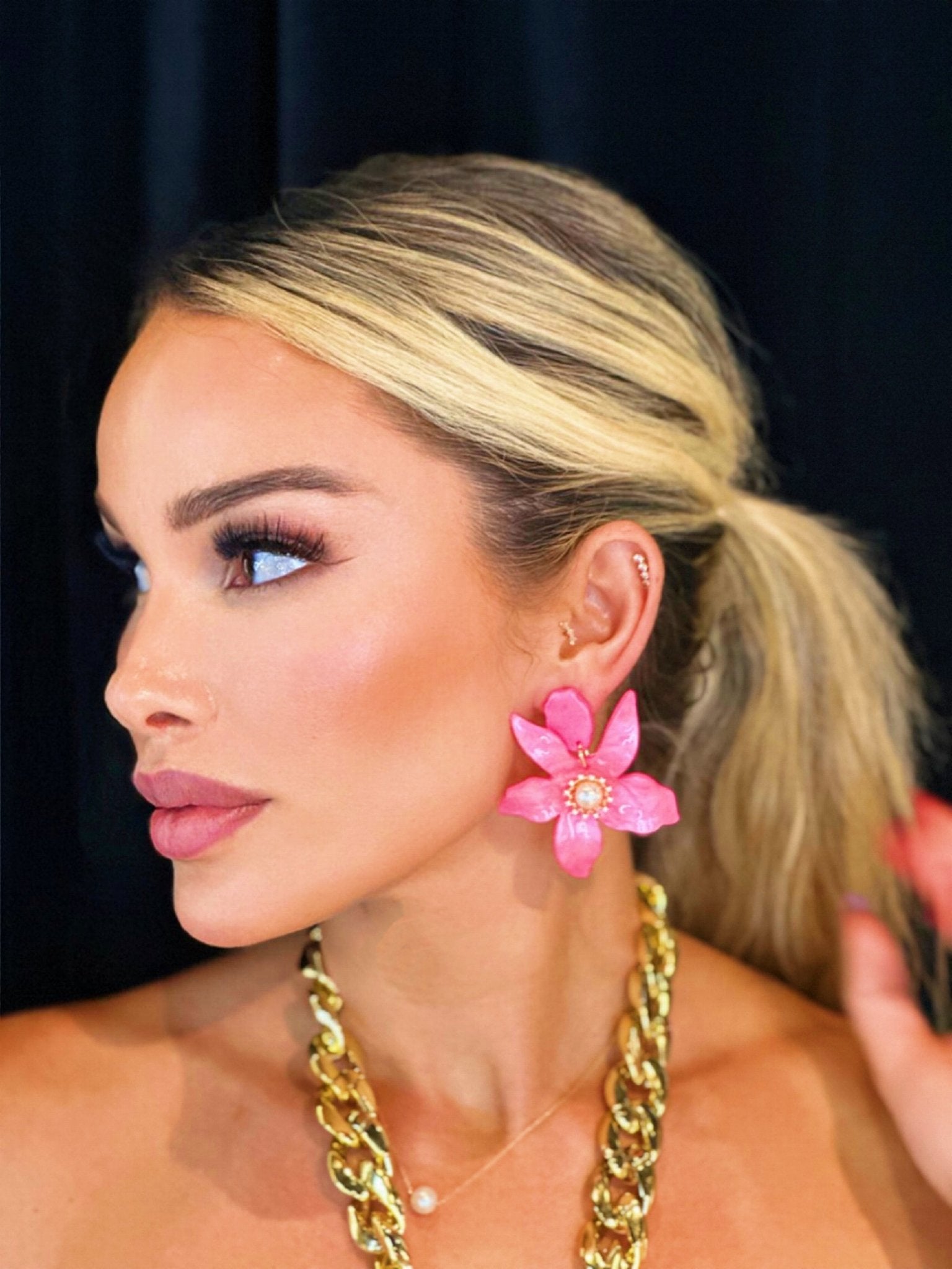 Flower Baby Earrings (Pink) - OMG Swim