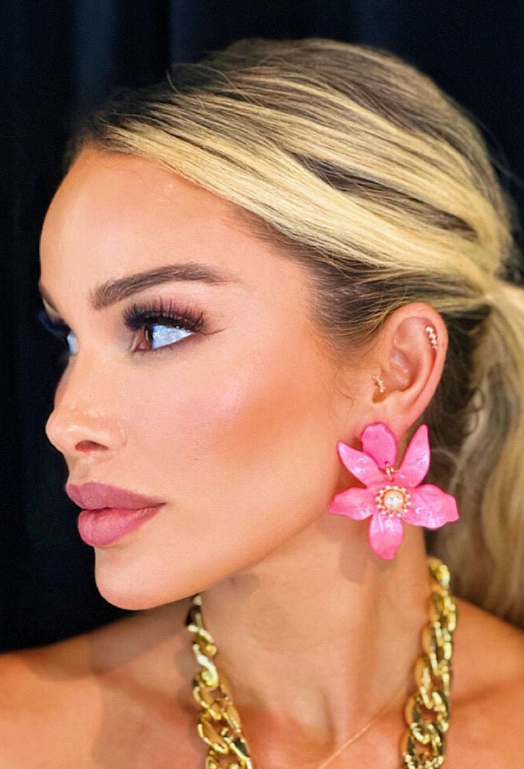 Flower Baby Earrings (Pink) - OMG Swim