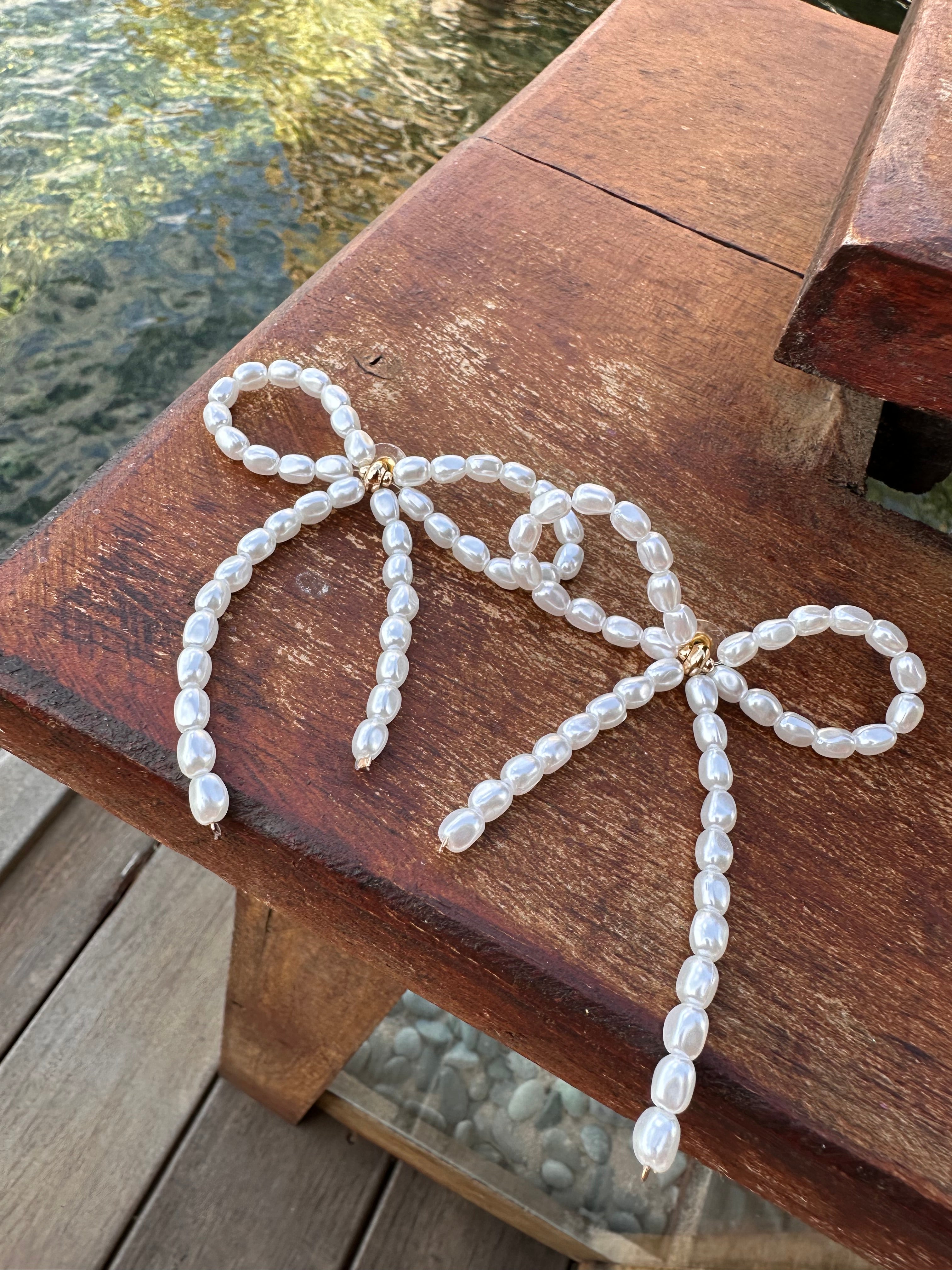 Pearl Bow Earrings - OMG Swim