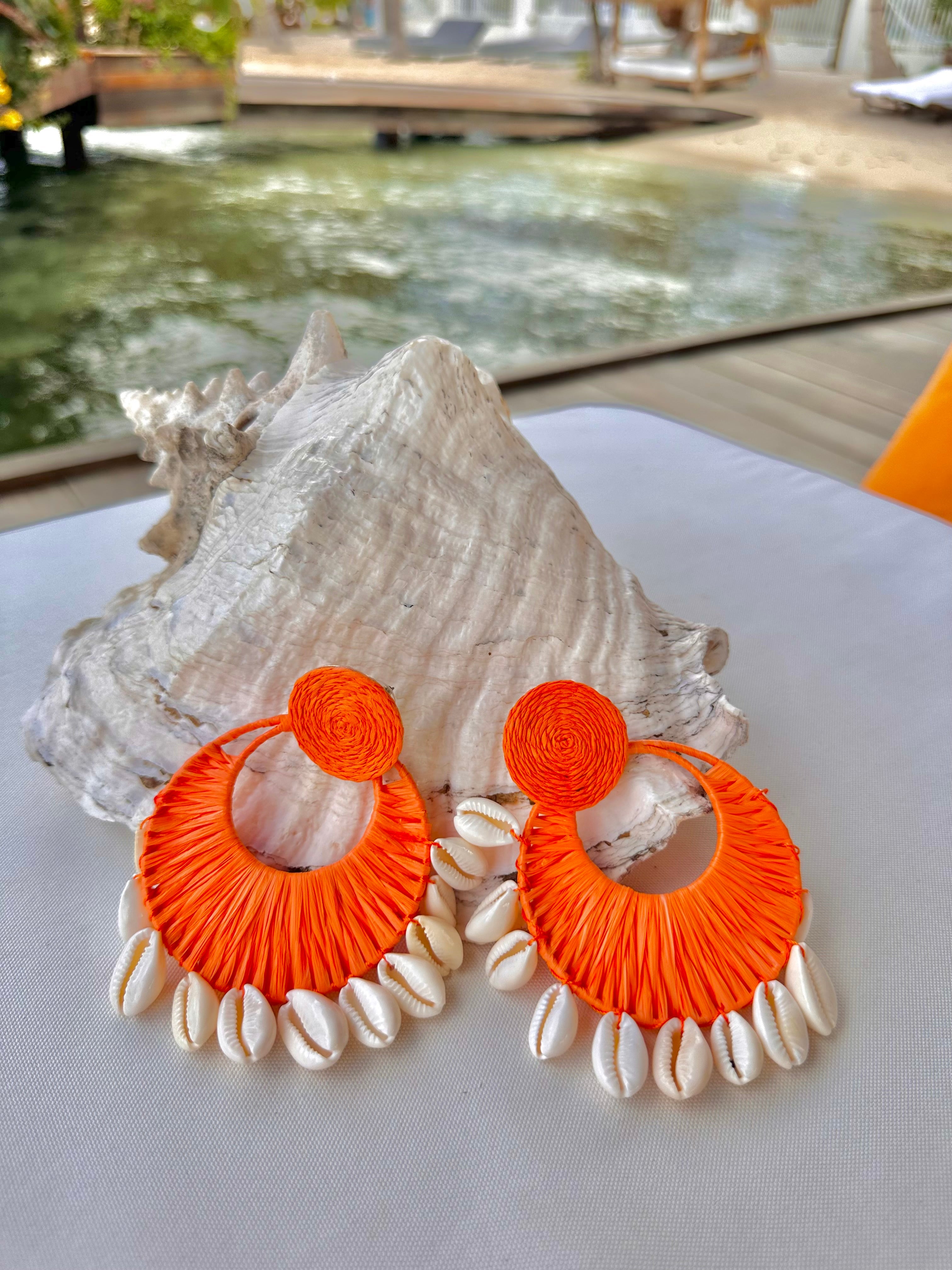 Seashells Earrings (Orange) - OMG Swim