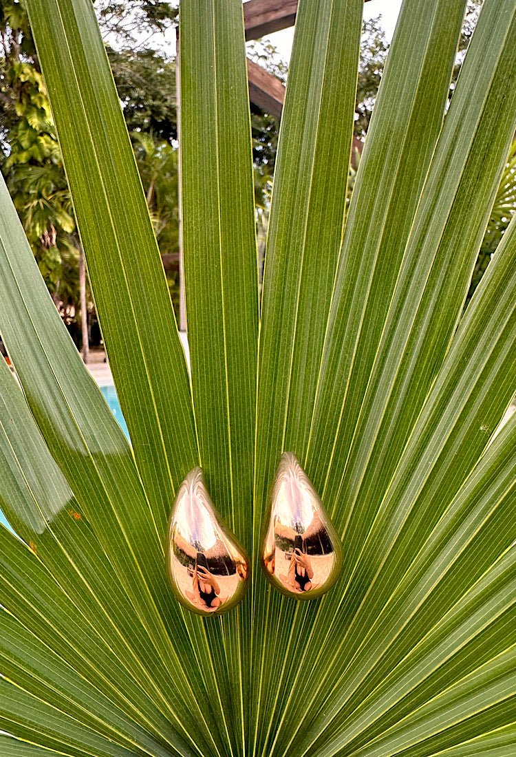 Tear Drop Gold Earrings - Omg Miami Swimwear