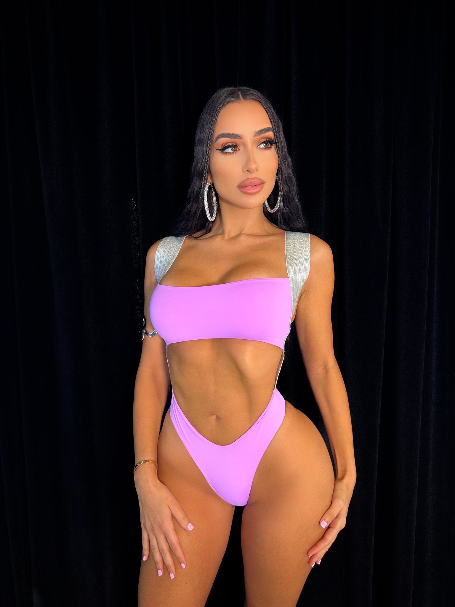 THE REMIX Brick Of Gold Monokini (Lavender) - OMG Swim