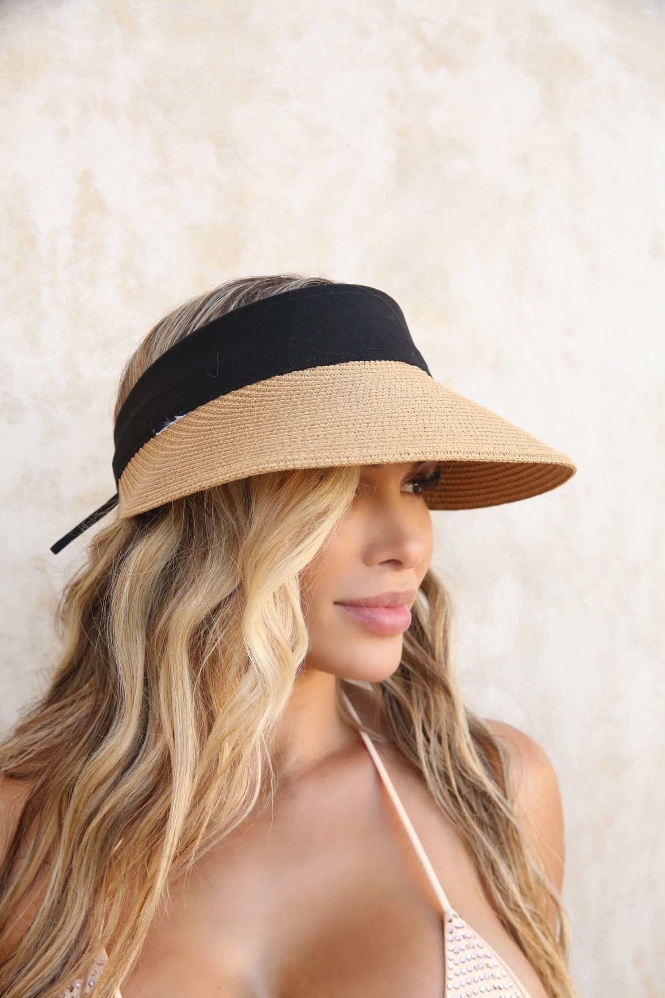 Under exposed Sun Blocker Hat (Black & Tan) - Omg Miami Swimwear
