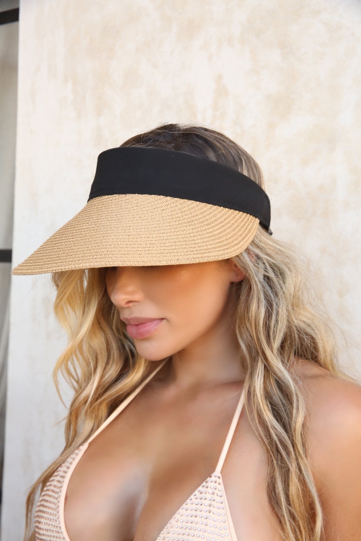 Under exposed Sun Blocker Hat (Black & Tan) - Omg Miami Swimwear